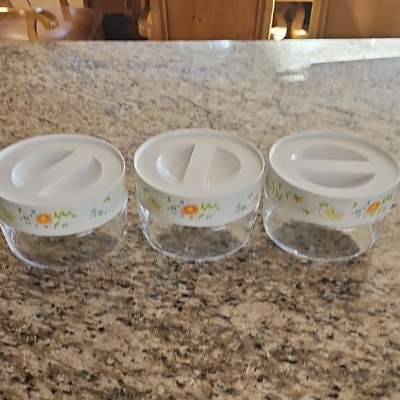 4 Vintage Pyrex See & Store Wildflower Glass Canisters Storage oven safe - Picture 7 of 15